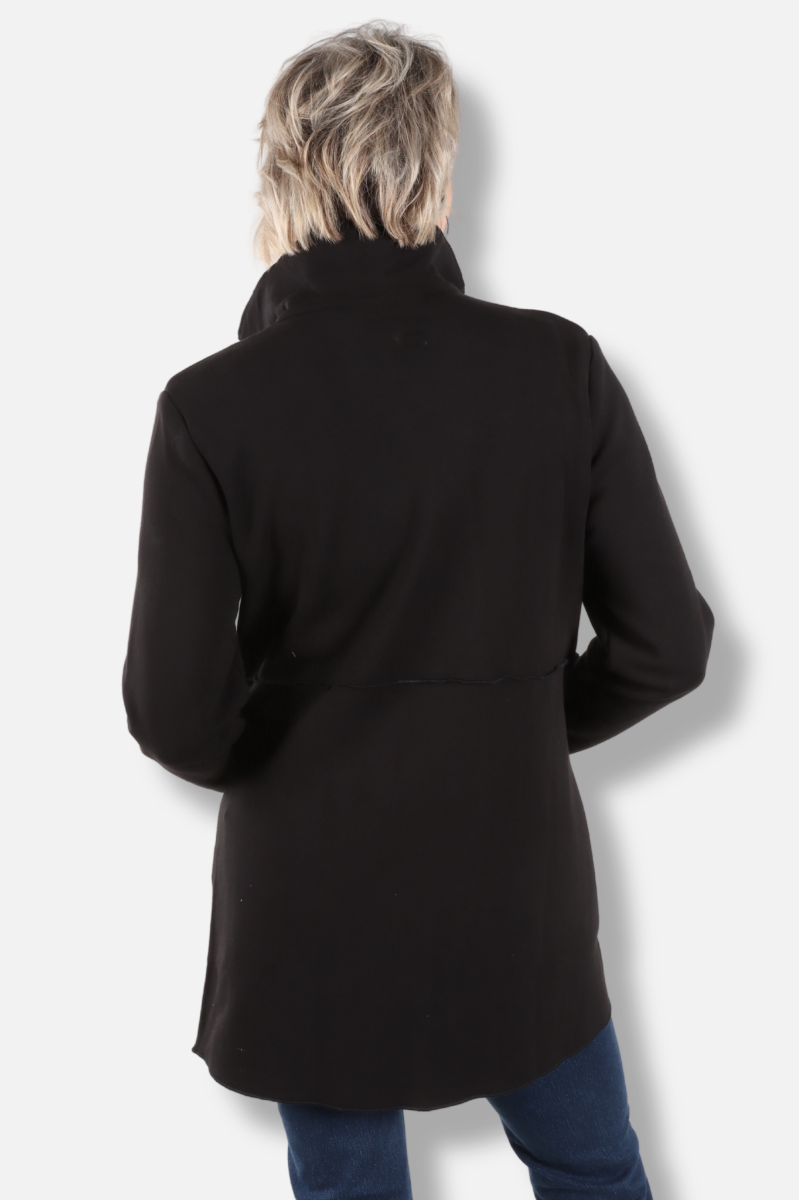 Long Button Coat - Black