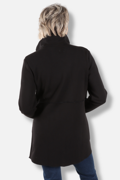 Long Button Coat - Black