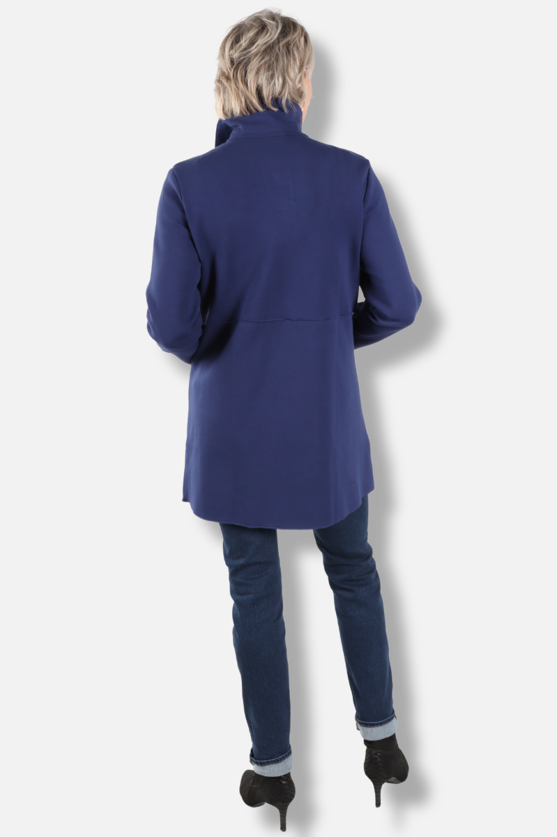 Long Button Coat - Navy 