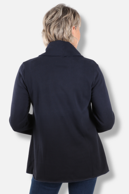 Mock Neck Pocket Tunic - Navy to Black
