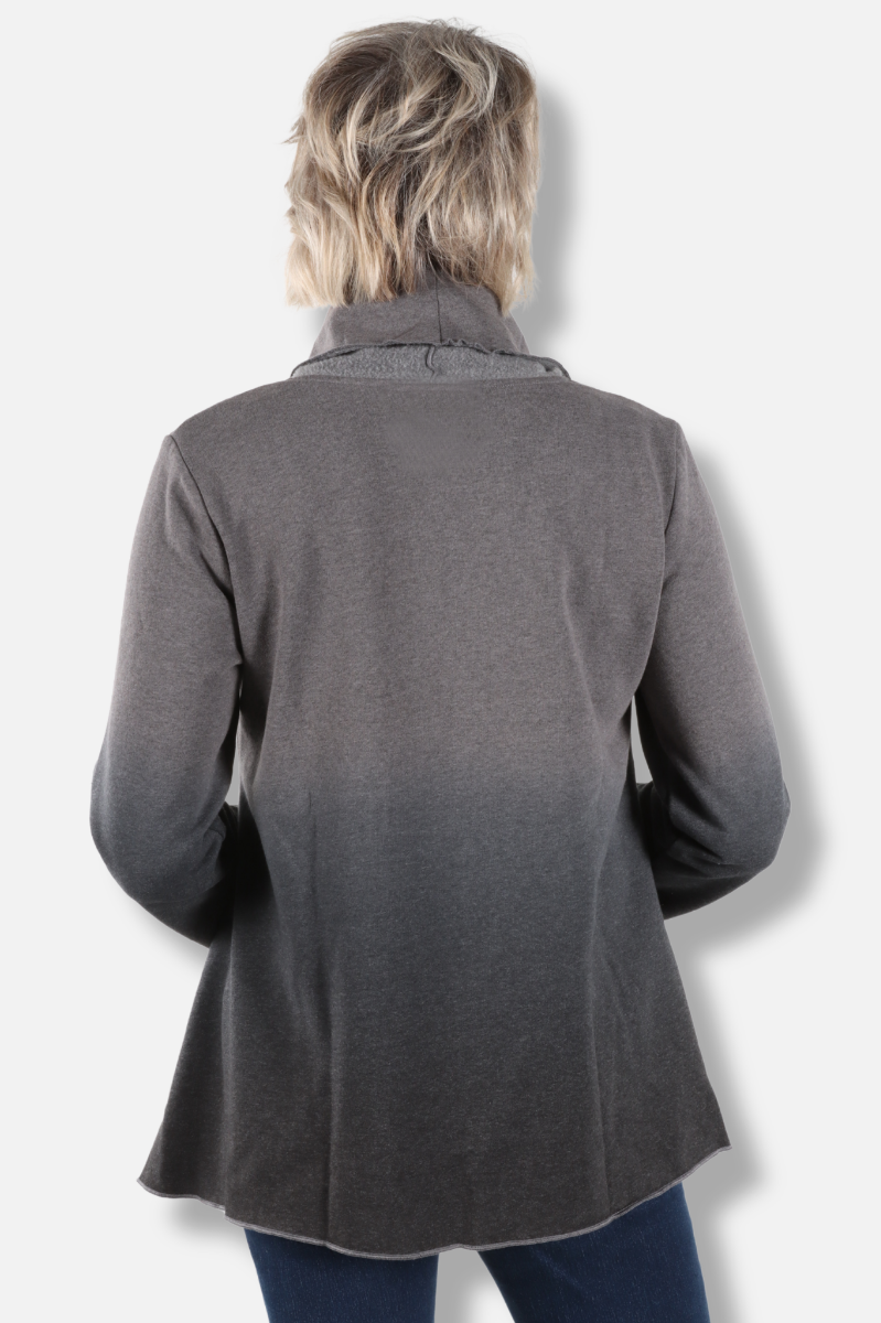 Mock Neck Pocket Tunic - Charcoal to Black