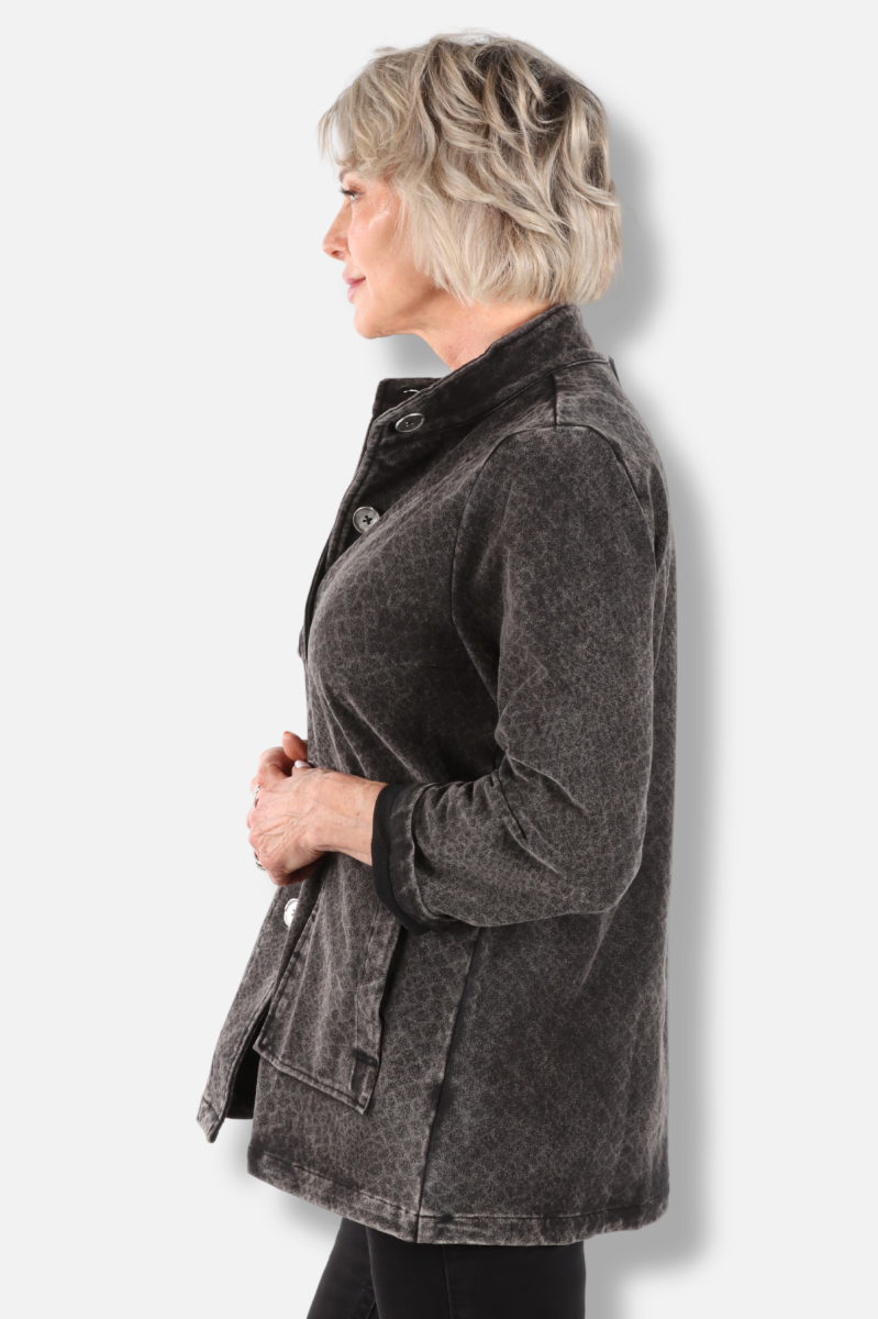Stand Collar Jacket - Black 