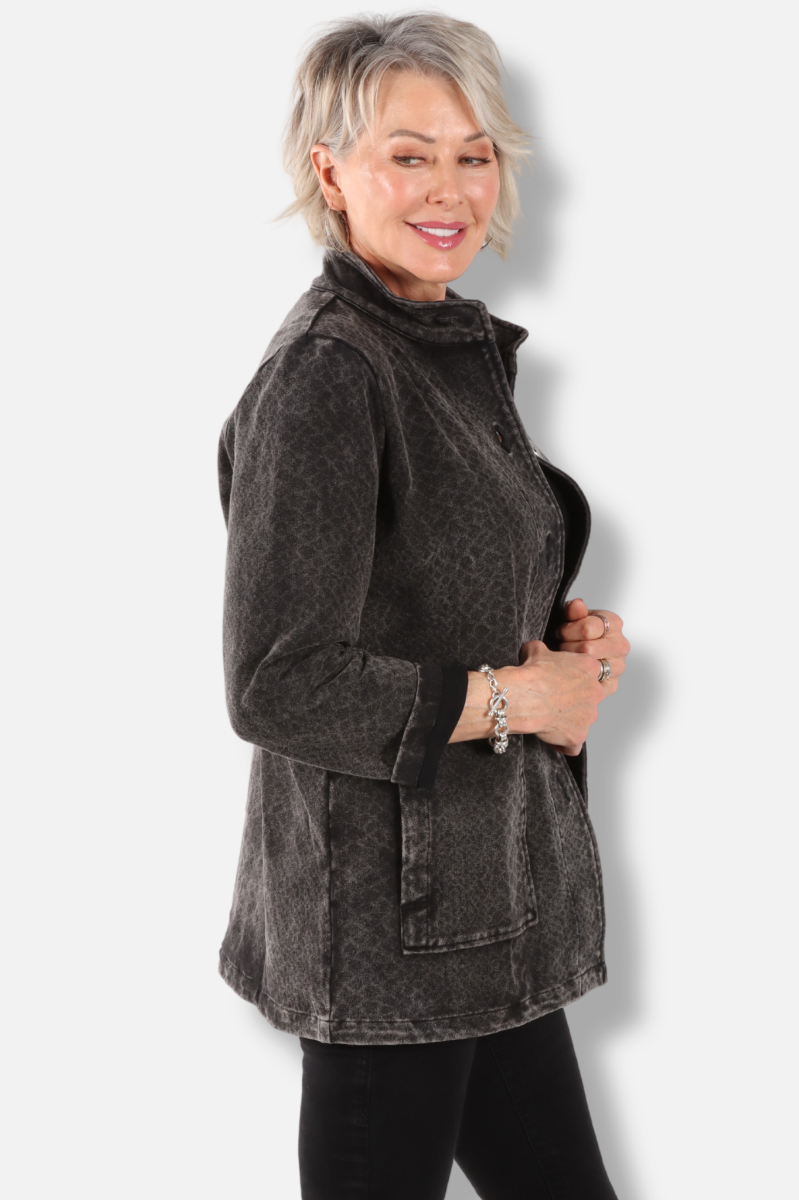 Stand Collar Jacket - Black 