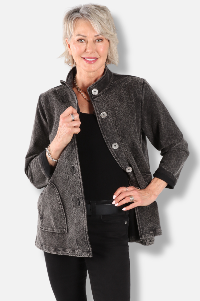Stand Collar Jacket - Black 