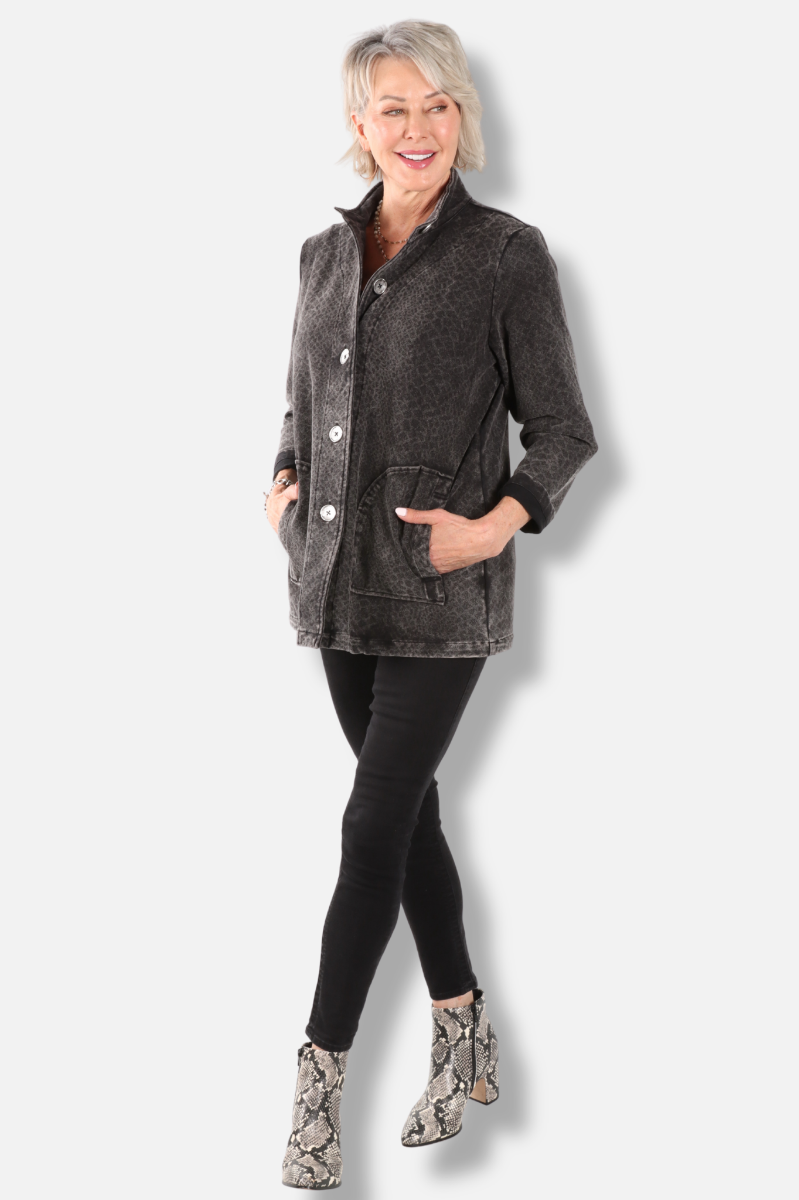 Stand Collar Jacket - Black 