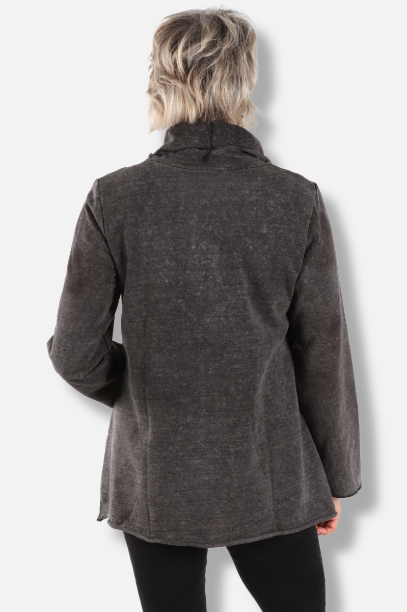 Mock Neck Pocket Tunic - Black Comet 