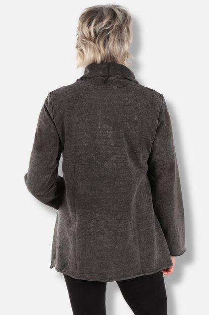 Mock Neck Pocket Tunic - Black Comet 