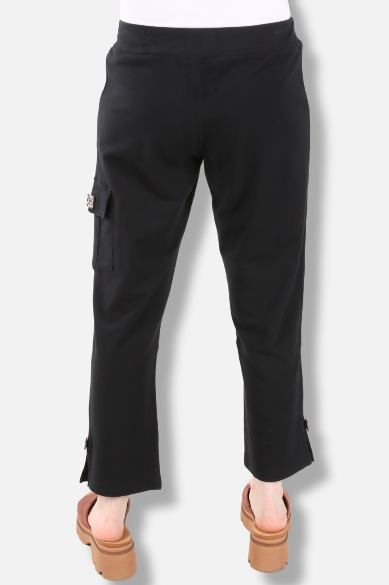 Button French Terry Pant - Black 