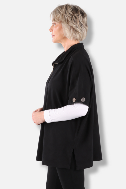 Oversized Short Sleeve Tunic - Black