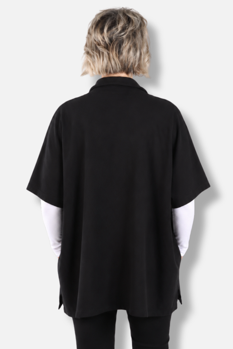 Oversized Short Sleeve Tunic - Black
