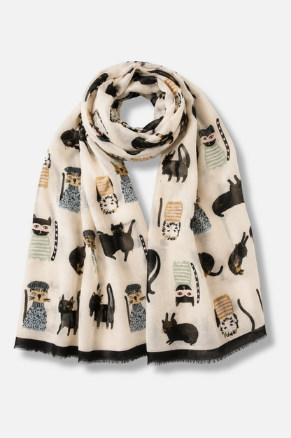 Playful Cat Scarf - Black 