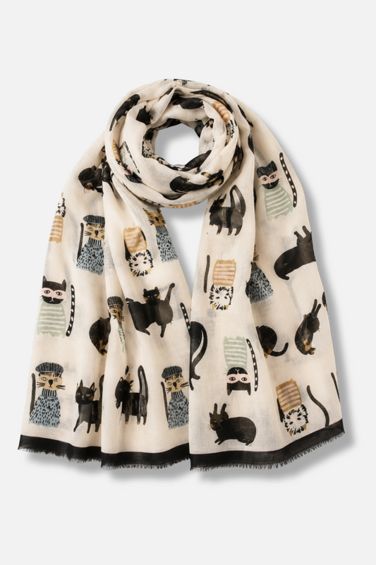 Playful Cat Scarf - Black 
