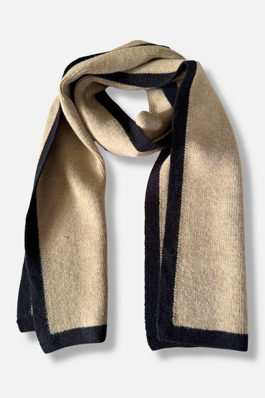 Contrast Knit Scarf - Coffee