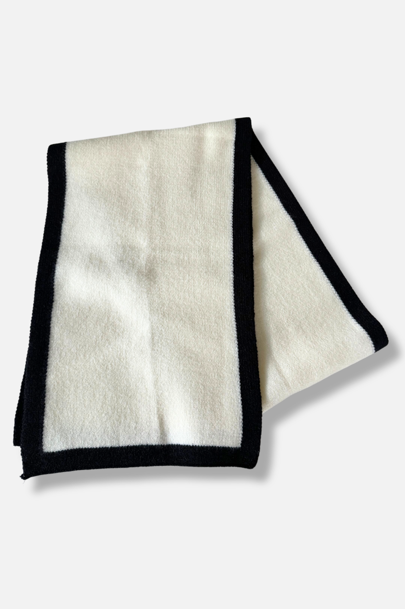 Contrast Knit Scarf - Cream