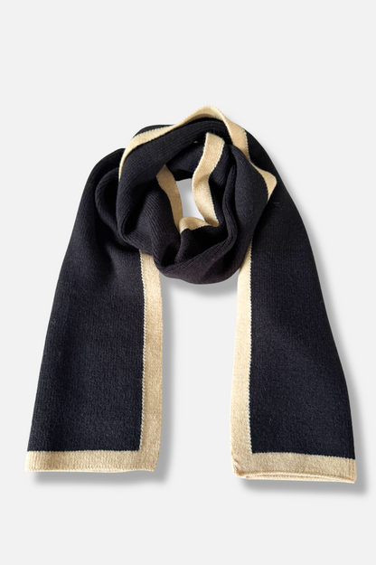 Contrast Knit Scarf - Black