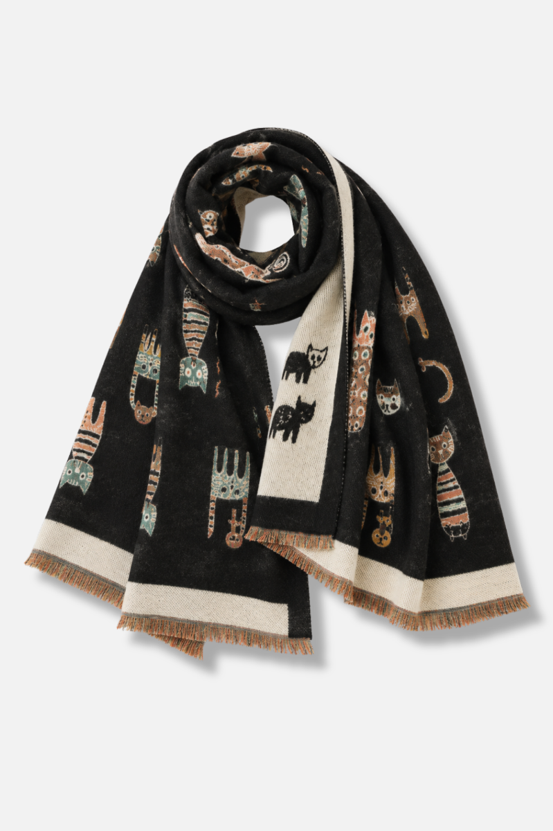 Cat Winter Scarf - Black 