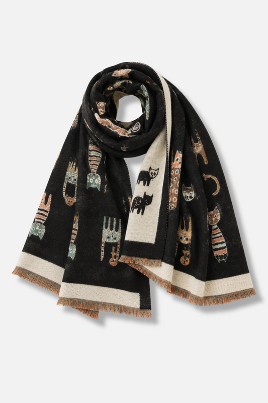 Cat Winter Scarf - Black 