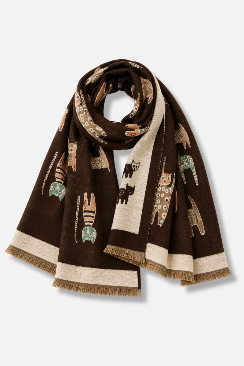 Cat Winter Scarf - Brown