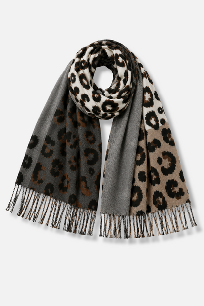 Leopard Patchwork Scarf - Black