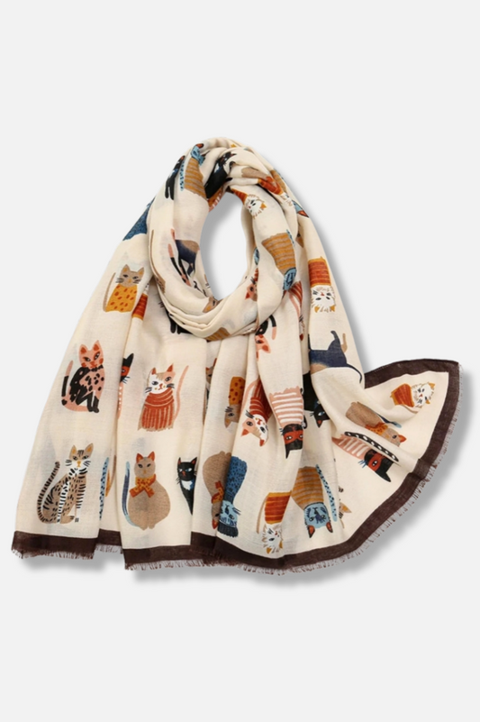 Cat Scarf - Cream