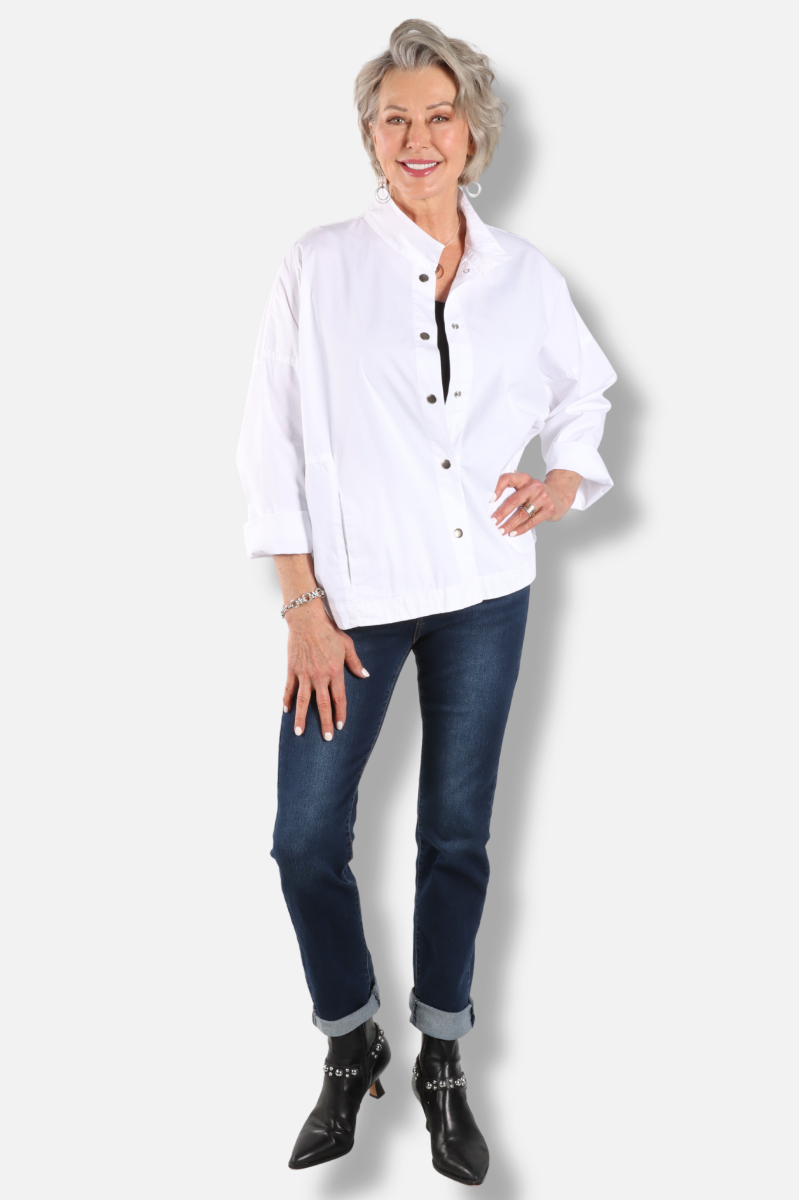 Stand Collar Jacket - Chalk