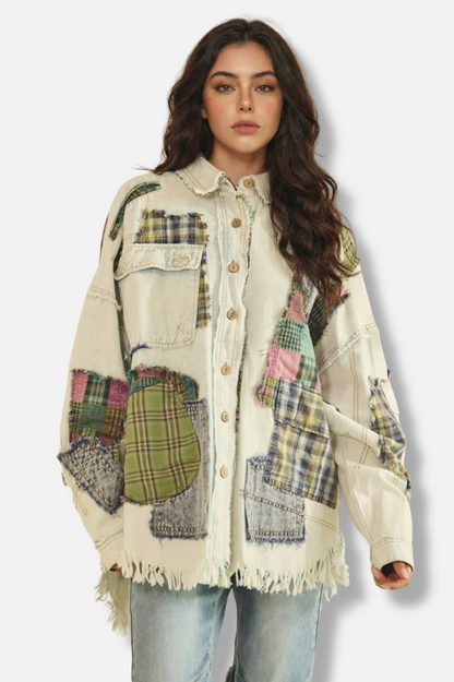 Button Down Shacket - Blue & Navy