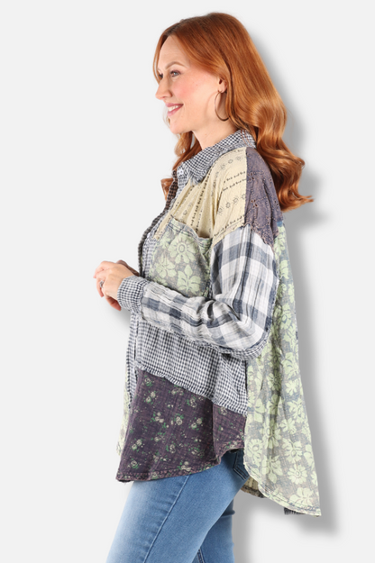 Patchwork Top - Navy 
