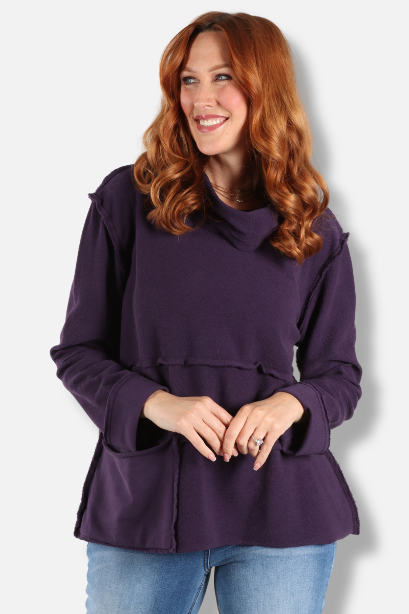 Seamed Cowl - Eggplant