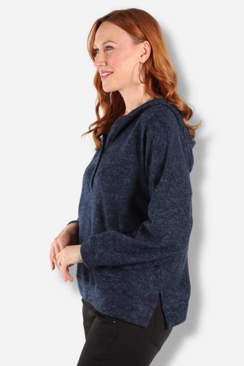 Button Hoodie - Navy 
