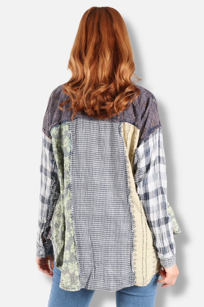 Patchwork Top - Navy 