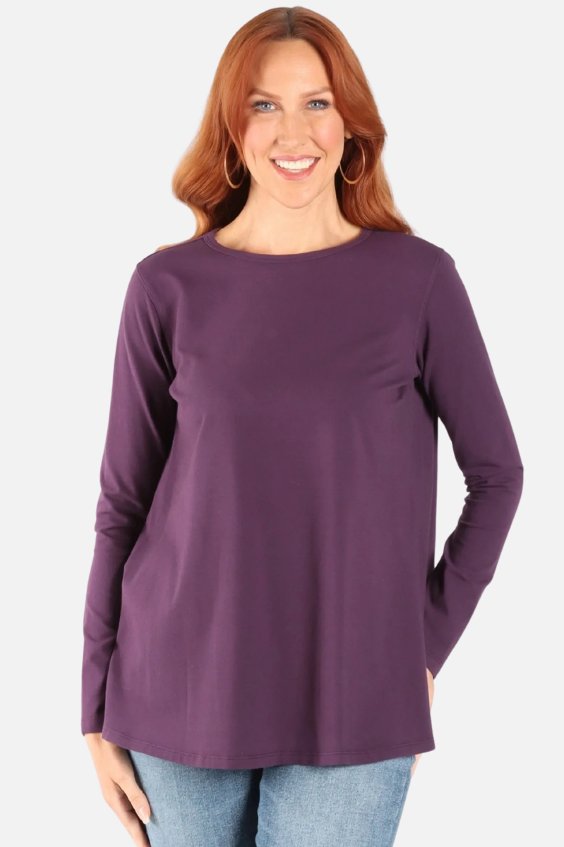 Stretch Knit A-Line Tunic - Eggplant