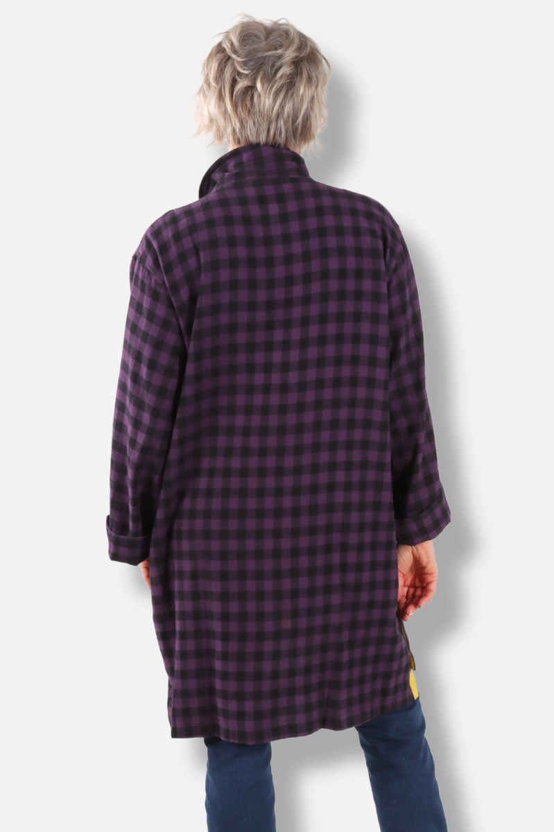 Double Snap Duster - Eggplant Check 