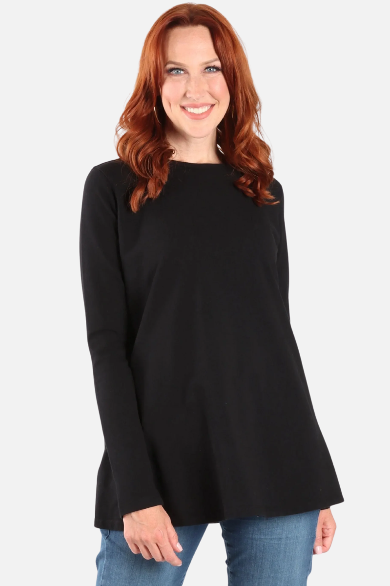 Stretch Knit A-Line Tunic - Black