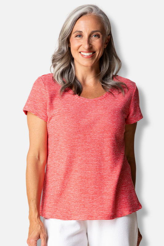 Pasadena Tee - Tomato Stripe
