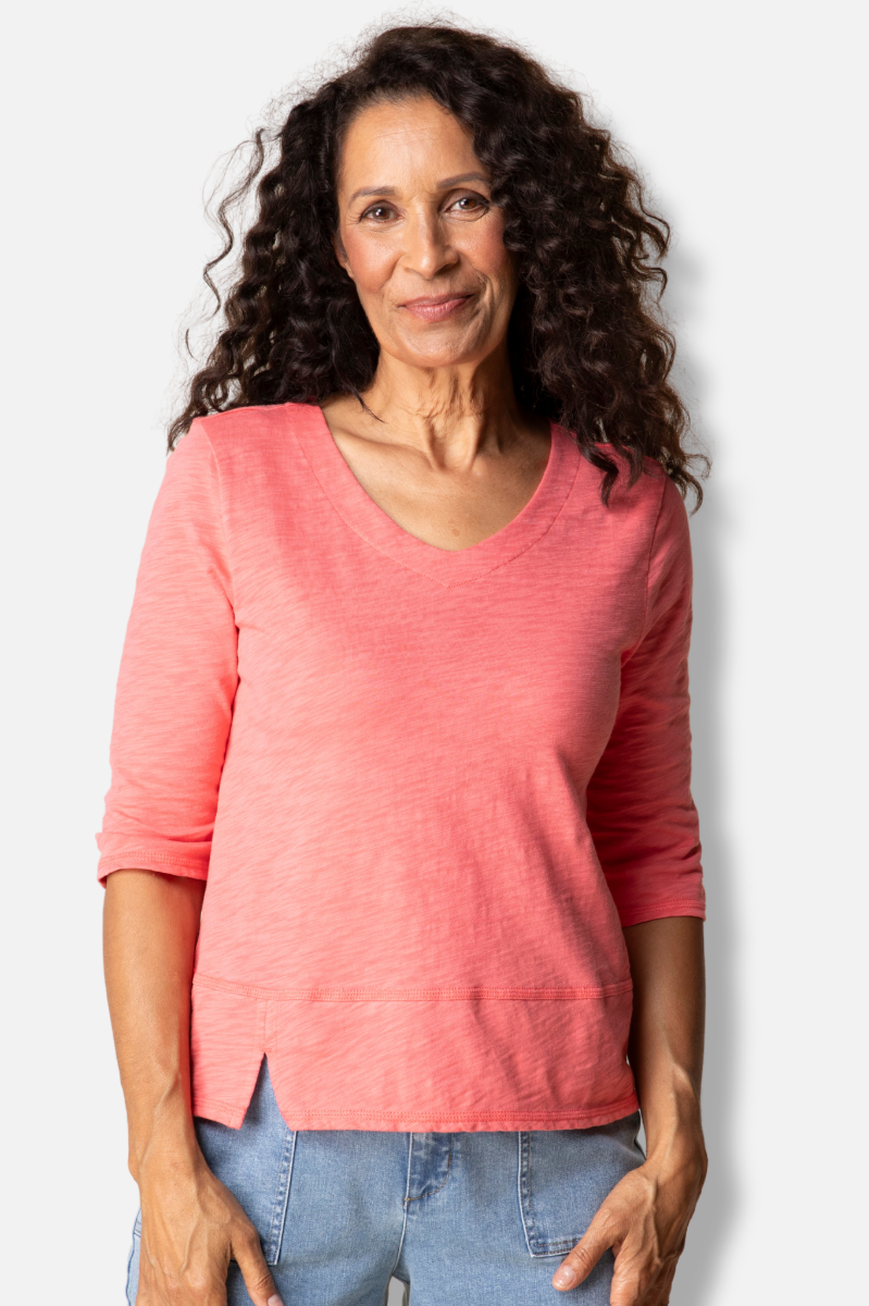 Elbow Sleeve Tee - Coral