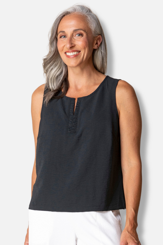 Center Shirred Tank - Black