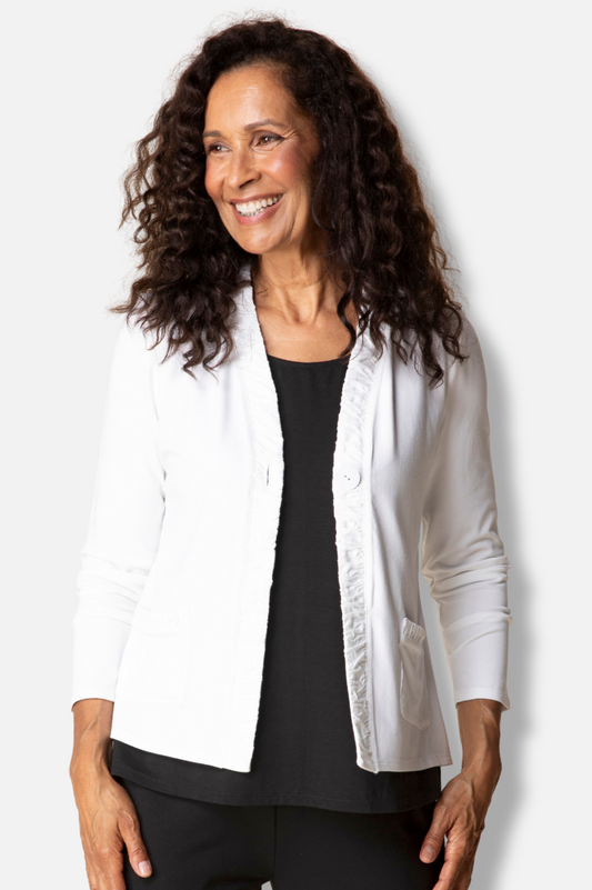 Ruched Front Jacket - White