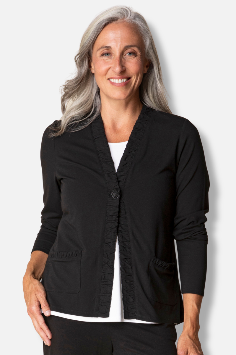 Ruched Front Jacket - Black