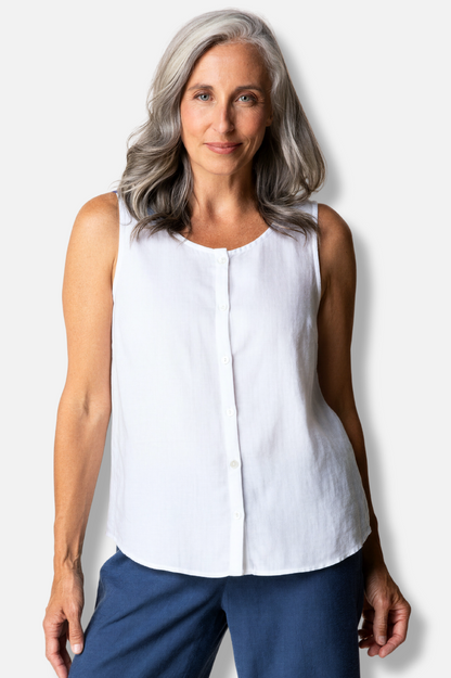 Button Tank - White