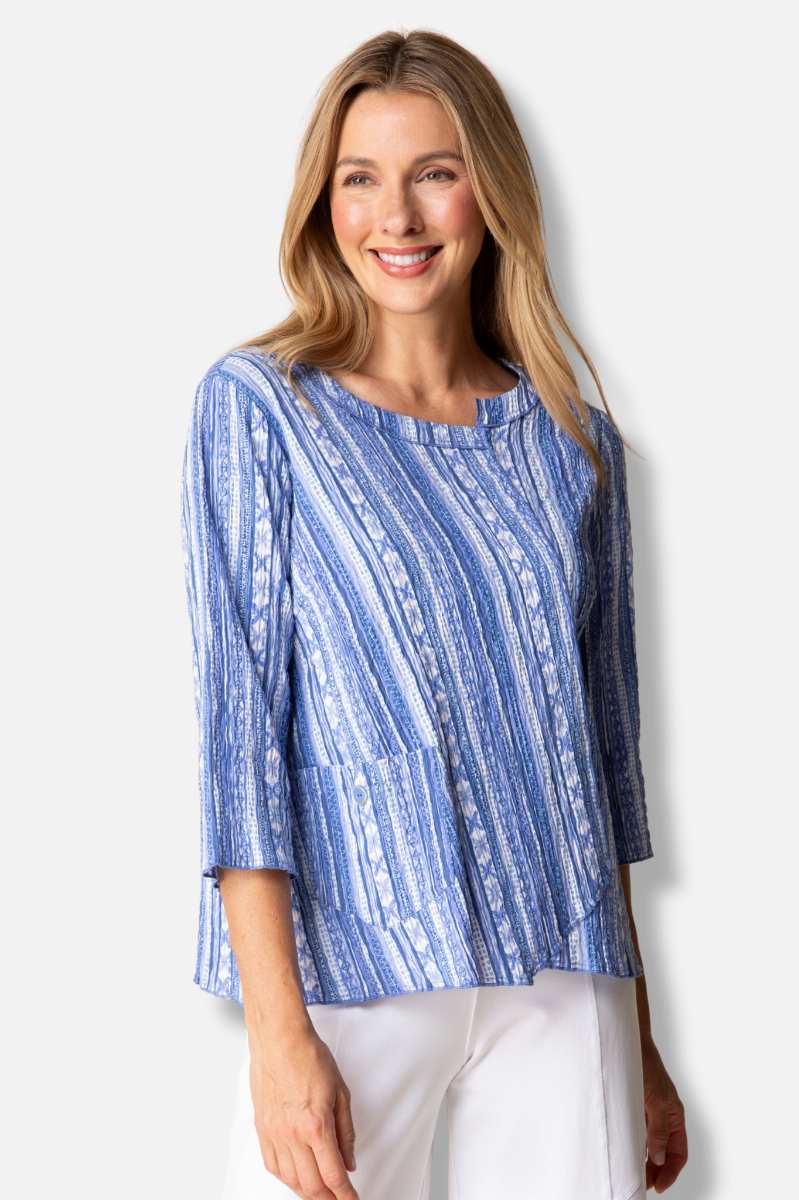 Overlay Pocket Top - Indigo