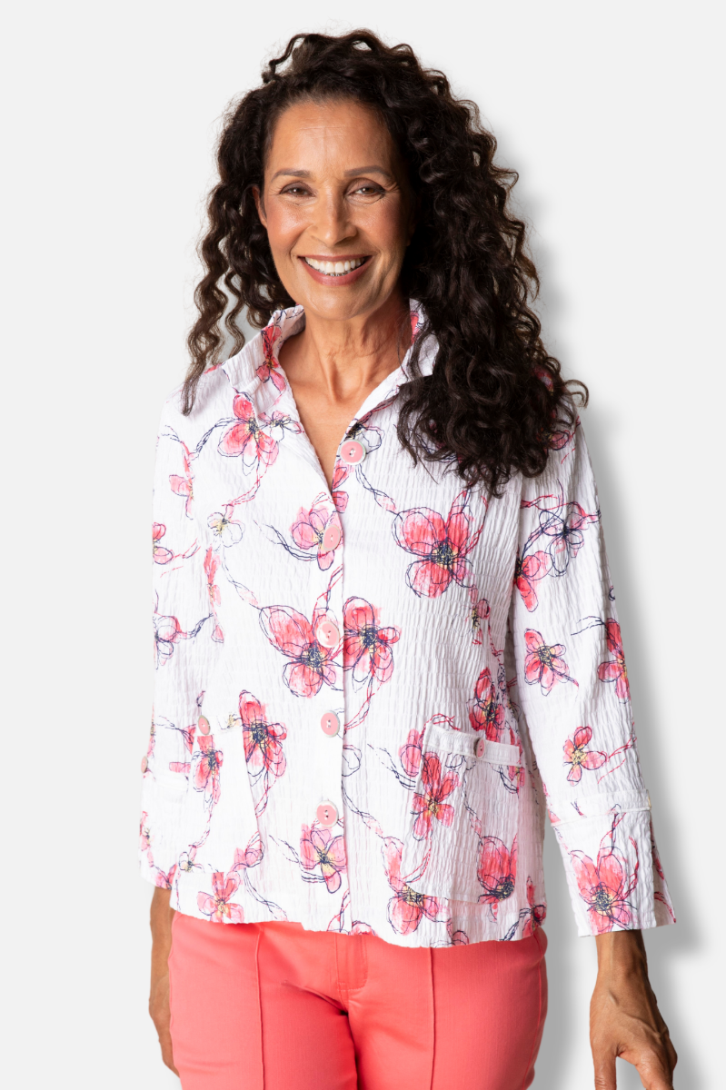 Split Cuff Swing Jacket - Coral