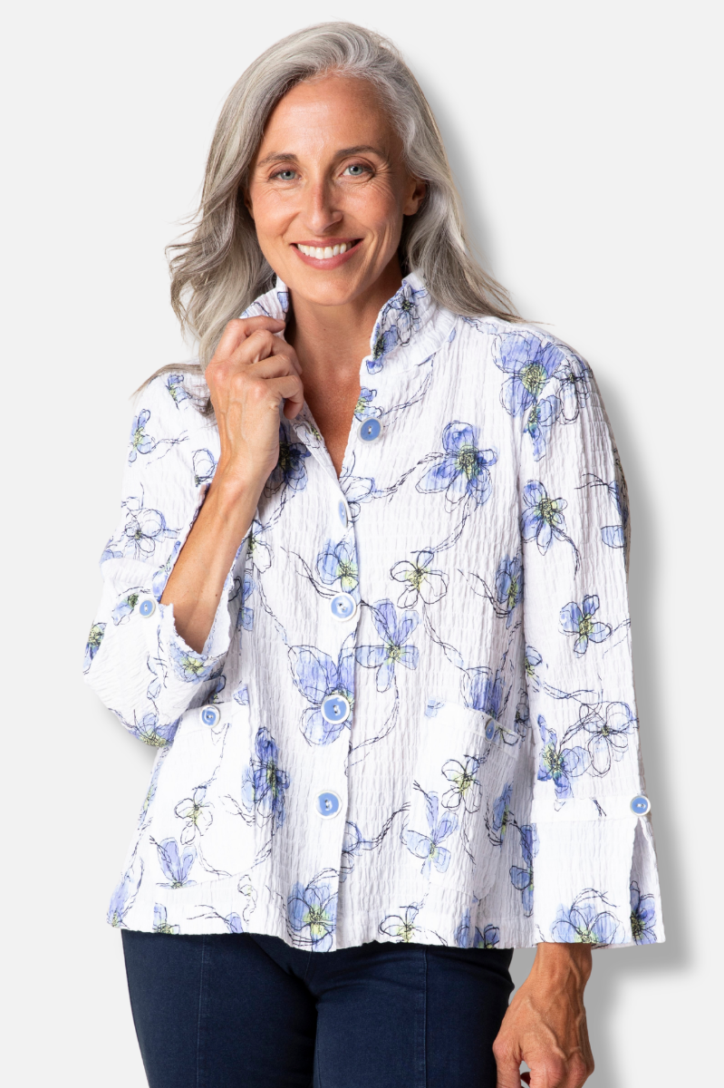 Split Cuff Swing Jacket - Indigo