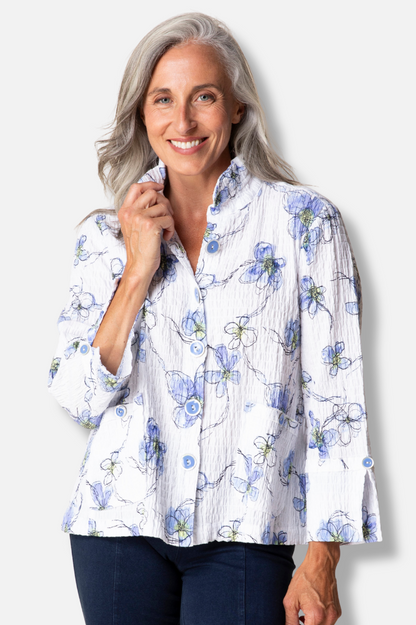 Split Cuff Swing Jacket - Indigo