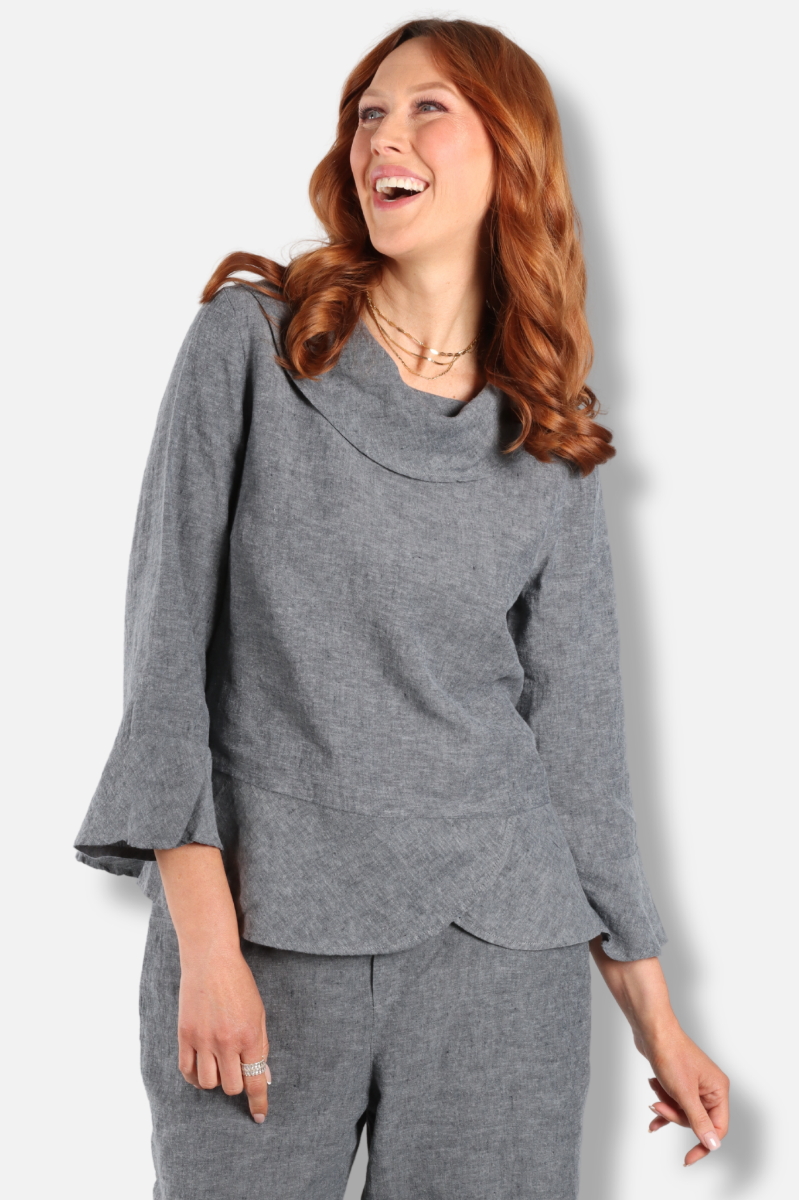 Overlay Flounce Top - Black