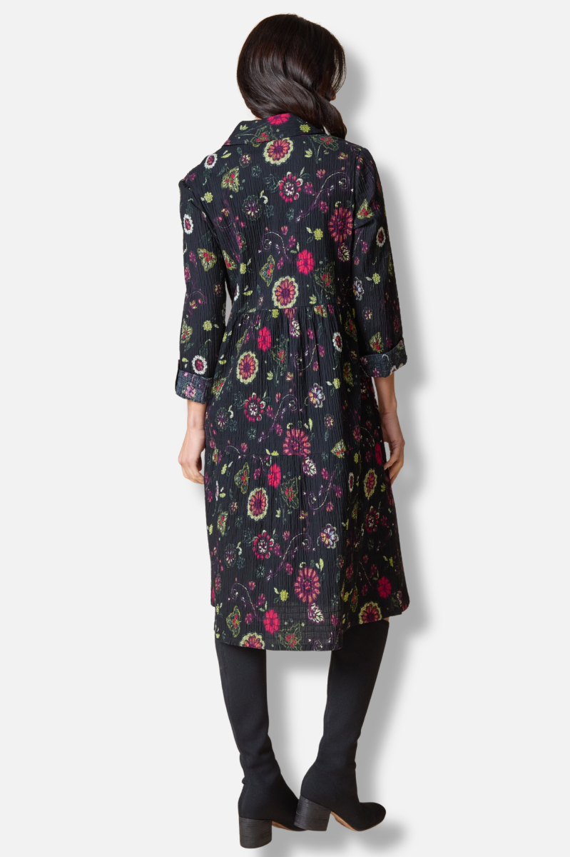 Lanai Dress - Black Boho Floral Print 