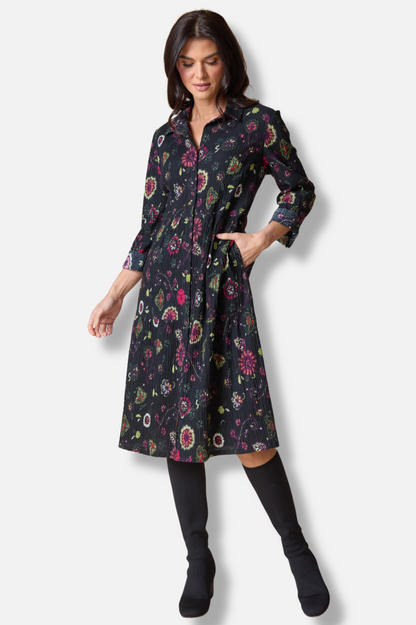 Lanai Dress - Black Boho Floral Print 