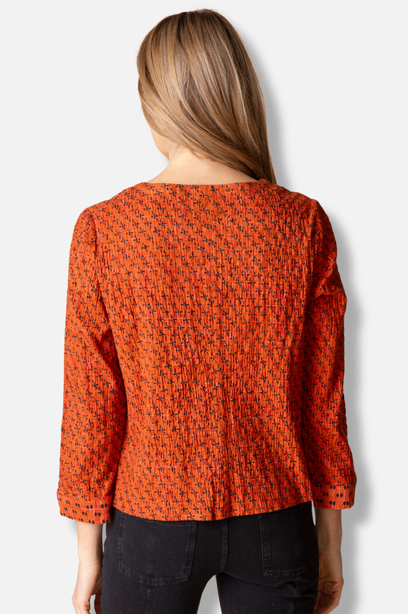 Inverted Pleated Pullover - Sienna Mix & Match Geo Print 