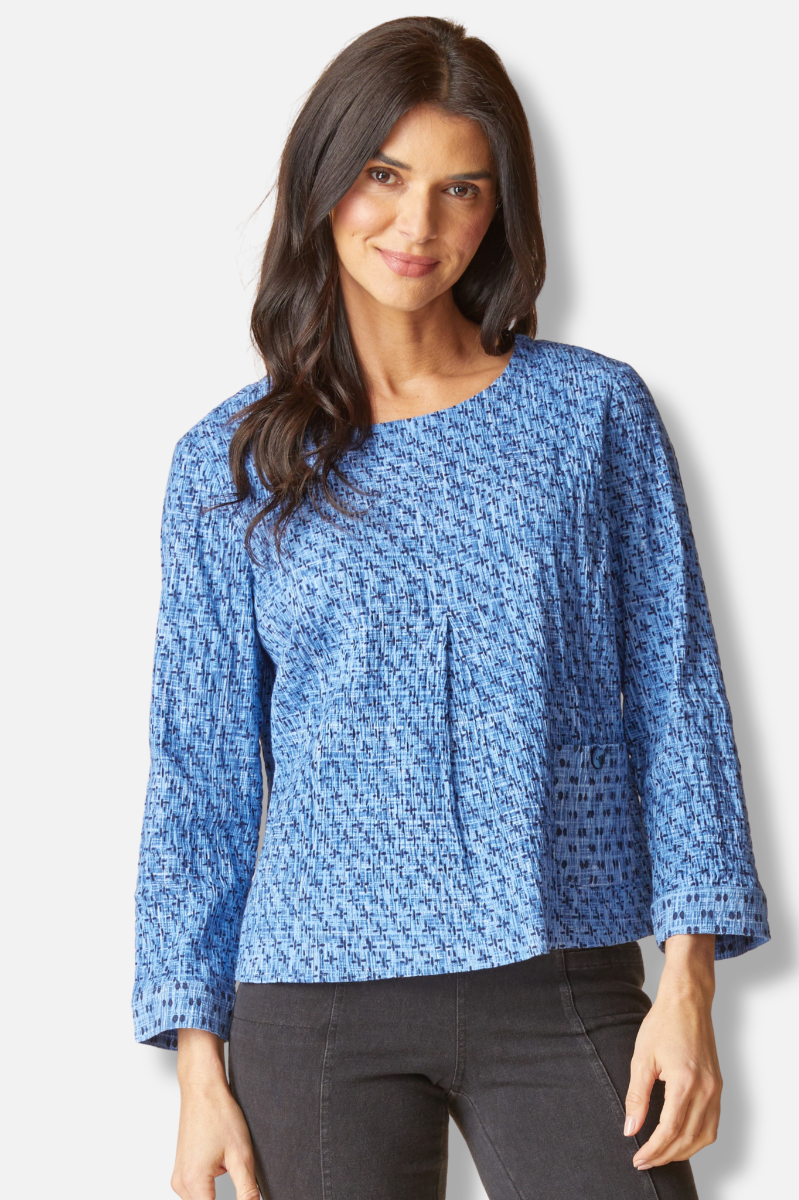 Inverted Pleated Pullover - Tide Mix & Match Geo Print 