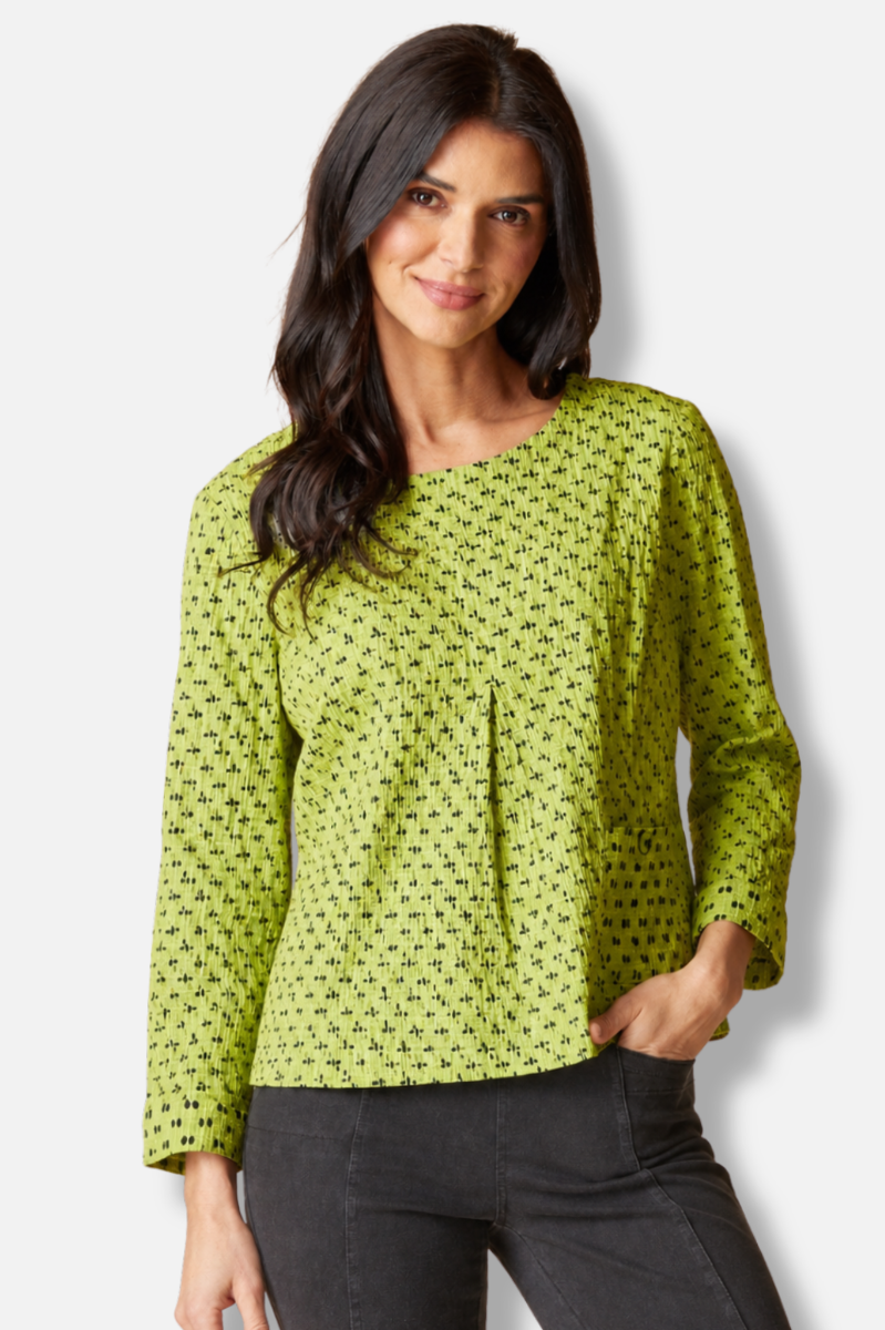 Inverted Pleated Pullover - Lentil Mix & Match Geo Print 