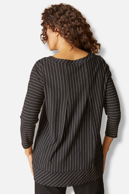 Pleat Back Tunic - Black Stripe 